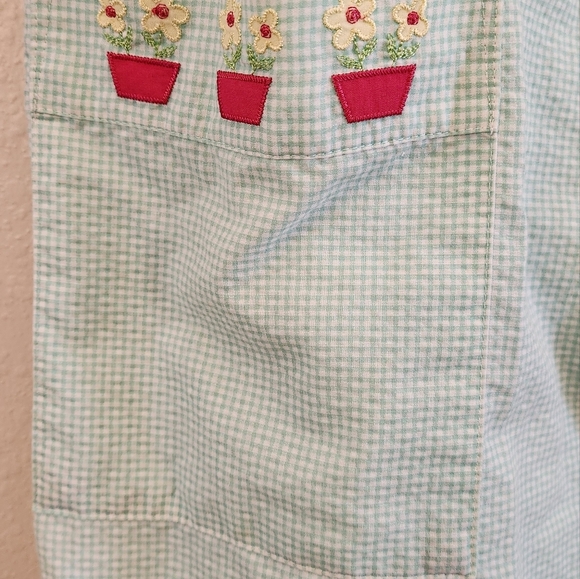 Vntg 60s Go Softly Lght Green Seersucker Snap Front House Dress Embroidered Sz M - Picture 7 of 11